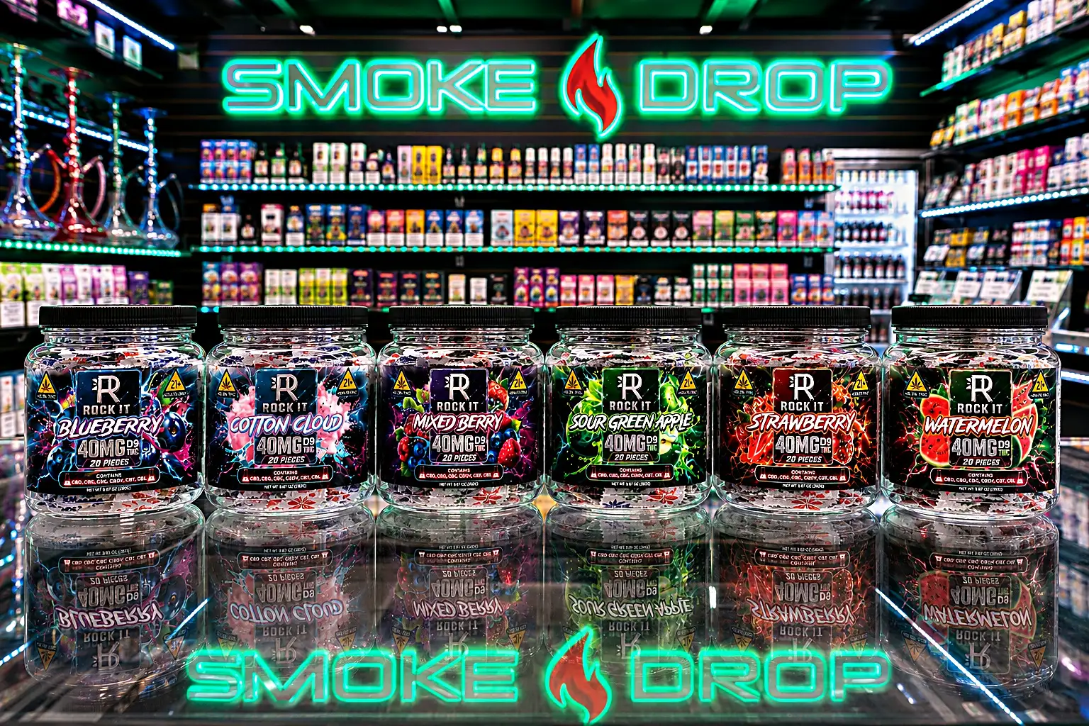 Inside Smoke Drop's Gulf Freeway store serving South Houston