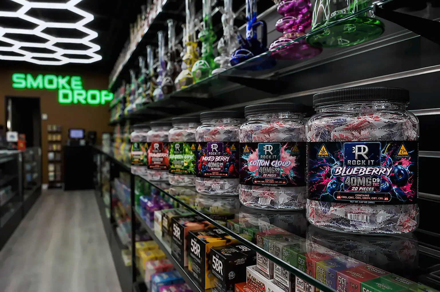 Inside Smoke Drop's 24-hour store serving East Houston and Gulfgate