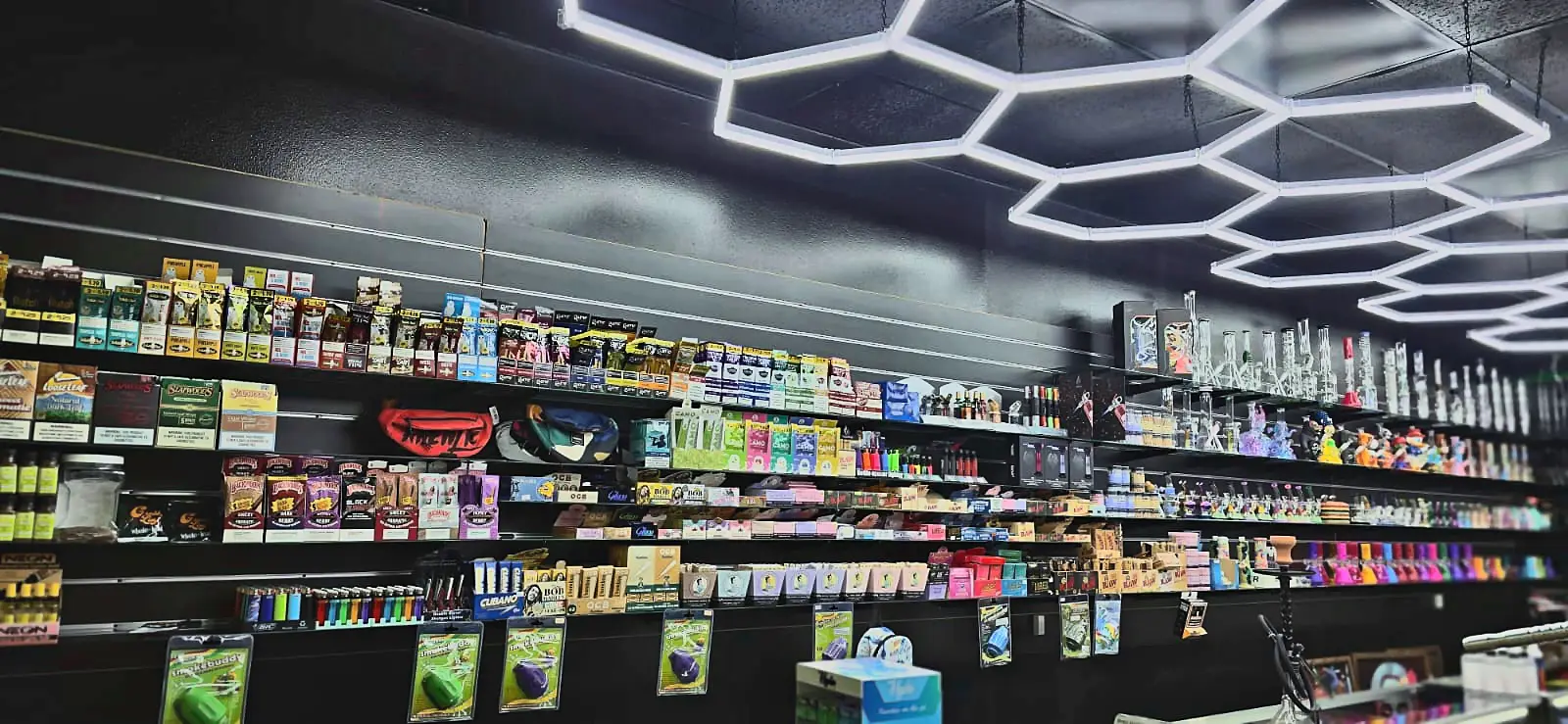 Rolling papers and accessories at Smoke Drop's 24-hour Houston store