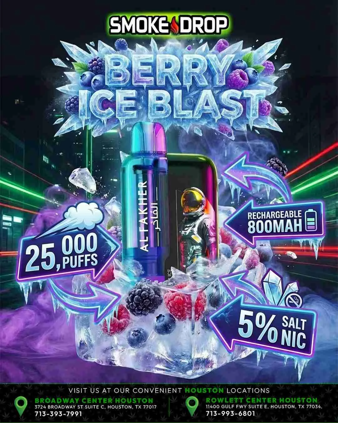 Al Fakher Crown Bar Ultra 25K Berry Ice disposable vape Houston