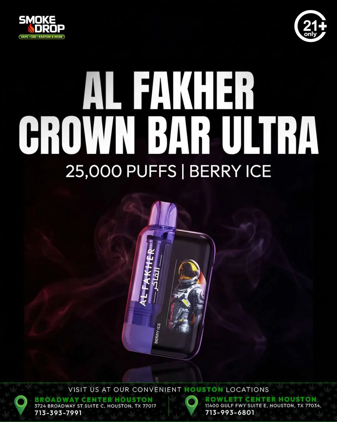 Al Fakher Crown Bar 25K puffs Berry Ice vape Houston