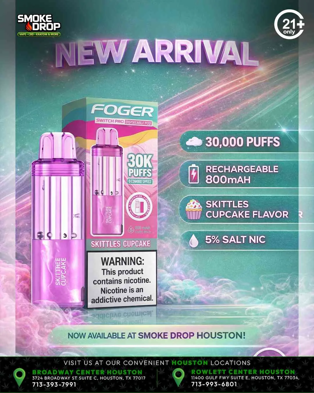 Foger Switch Pro 30K Skittles Cupcake Houston