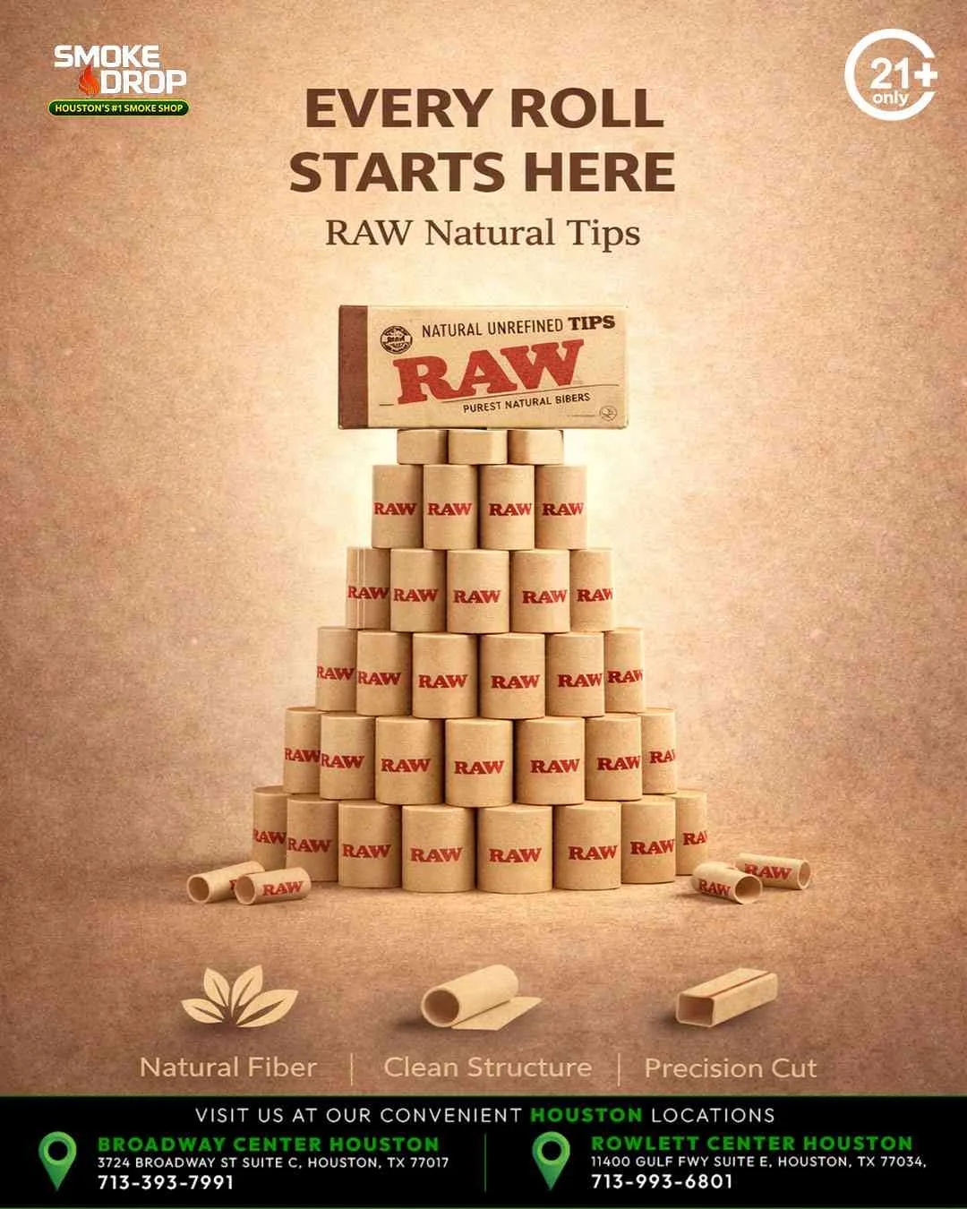 RAW Natural Tips bulk stack Houston